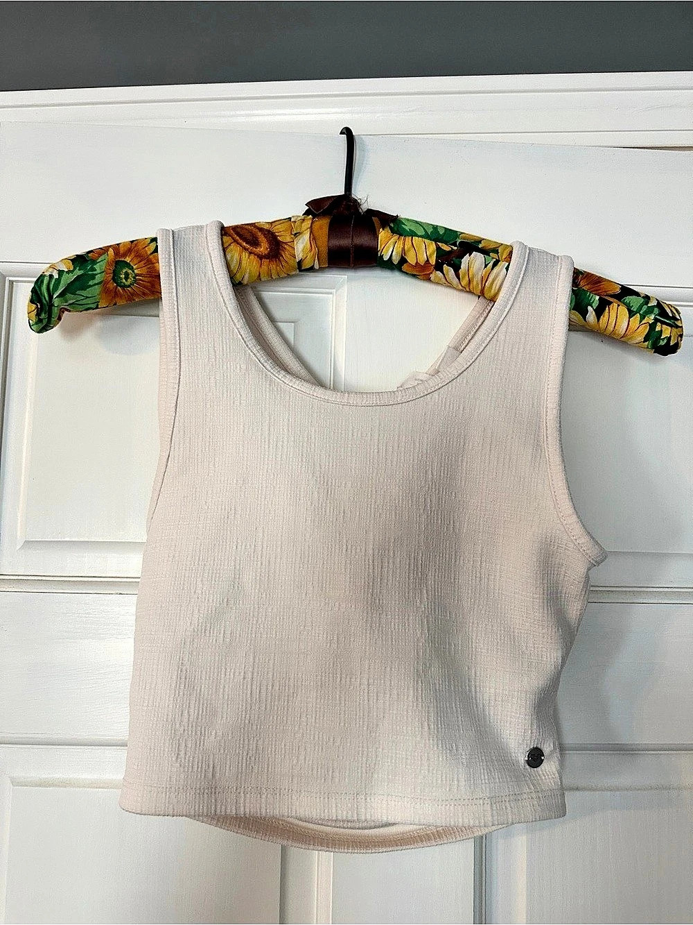 Roxy Rib Crop Tank White - Picture 1 of 2